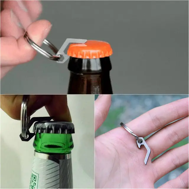 EDC Gear mini lightweight bottle beer opener keyring pocket tool utility gadget Outdoor camp hike 2