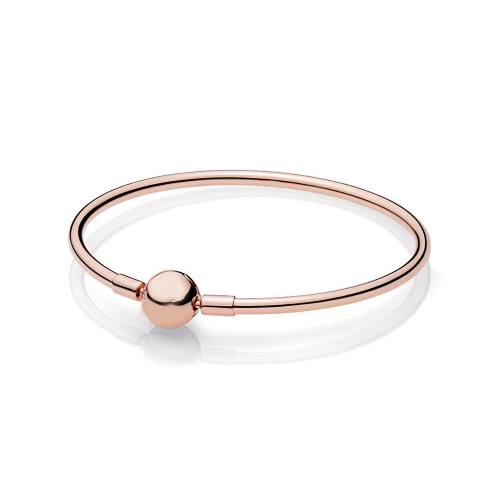 

Rose Moment Bangle Bracelet 100% 925 Sterling Silver Bangle Bracelet Fit Original European Charms Diy Jewelry