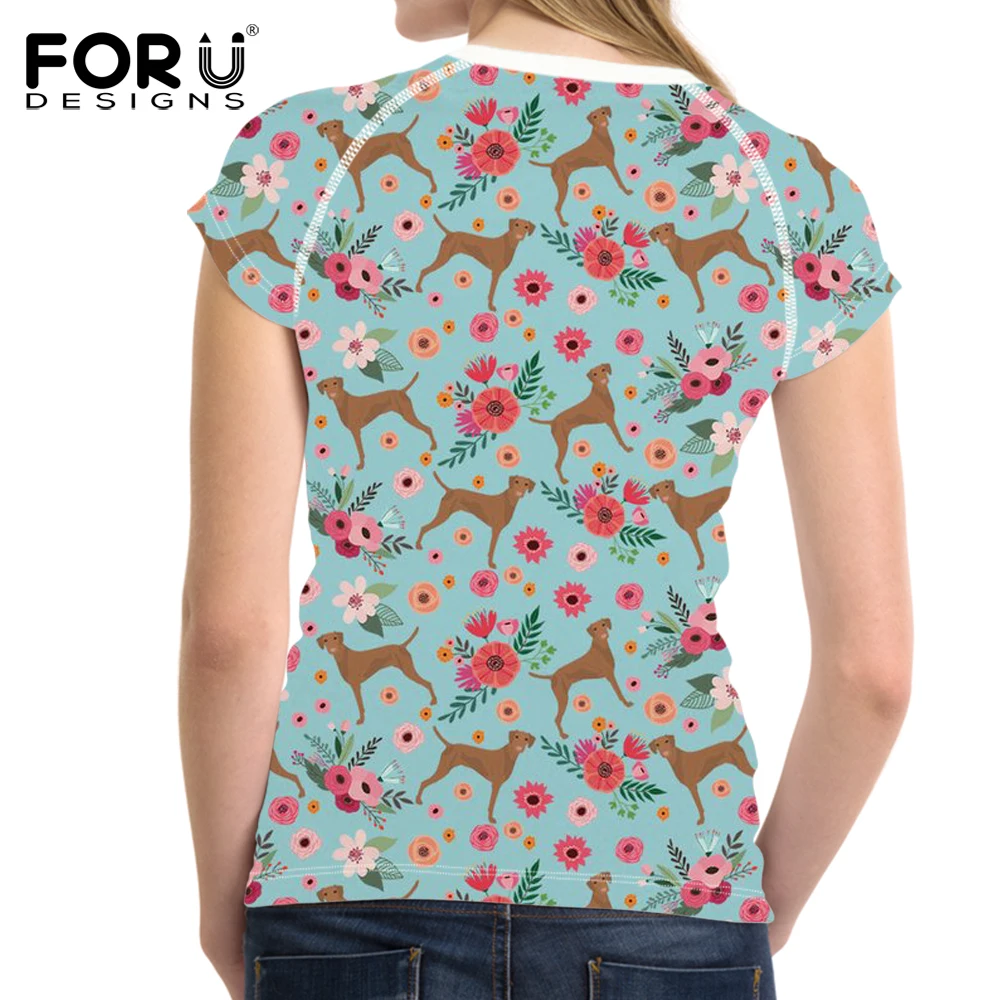 FORUDESIGNS 3D Vizsla цветок розовая одежда для женщин футболки pтонированные Harajuku Kawaii