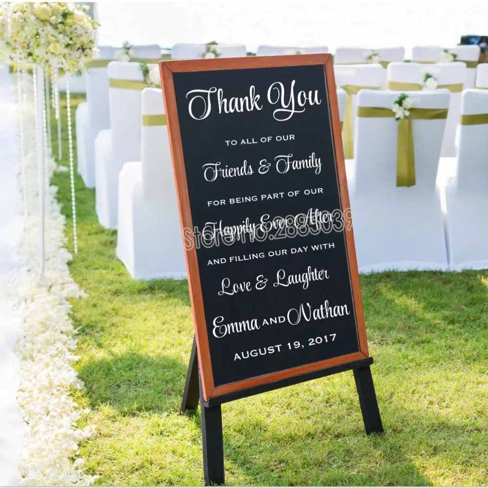 

Thank You Wedding Exit Sign Decal Art Vinyl Wall Stickers Removable Personalized Decals Creative Wedding Reception Decor LC117