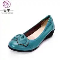 MUYANG MIE MIE 2019 Fashion Wedges Women Genuine Leather Wedge Shoes Woman Casual Colorful Shoes High Heels Women Shoes 6 Colors
