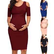 Платье для беременных летнее платье с открытыми плечами с круглым вырезом и коротким рукавом для отдыха облегающее платье ropa embarazada