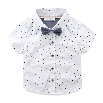 

Mudkingdom Little Boy Shirts Star Print Removable Bow Tie Formal Summer Party Wedding Tops