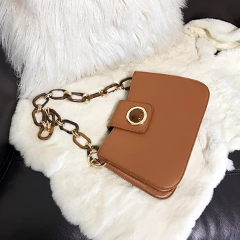 

Leather Bag Acrylic Chain Women Luxury Bags Handbags Woman Famous Brand Chain Shoulder Bags Bolsa Feminina