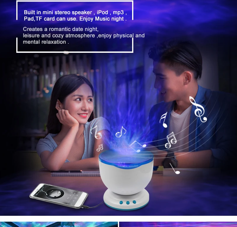 Blue Ocean Wave Projector LED Night Light RGB Sky Aurora  (2)