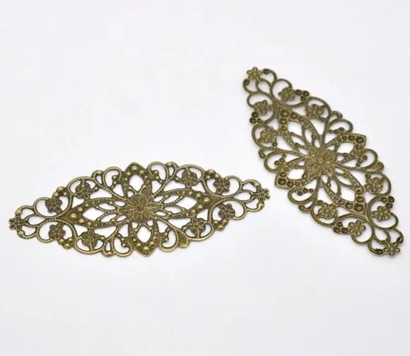 

Retail Bronze Tone Filigree Flower Wraps Connectors 8x3.5cm,sold per pack of 30