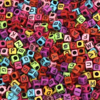 

200Pcs Mixed Colorful Letter Acrylic Beads 6mm For Jewellery Marking Loose Spacer Beads Bracelet Necklace Charm Jewelry Finding