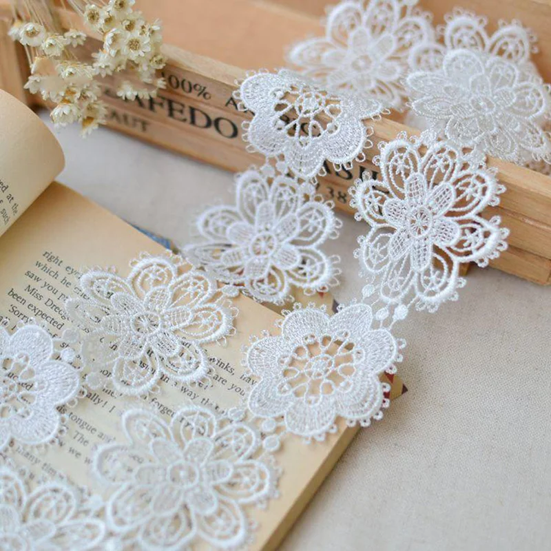 2Yards Flower Floral Lace Trim DIY Embroidered Net Venise Venice Lace