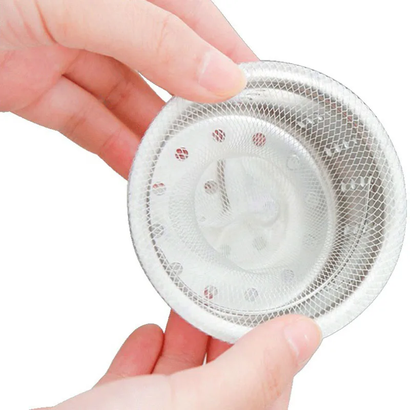100Pcs Disposable Kitchen Sink Strainer Bag Mesh Filtering Garbage Bag Shower Hair Stopper Sewer Water Filter Home Restaurant