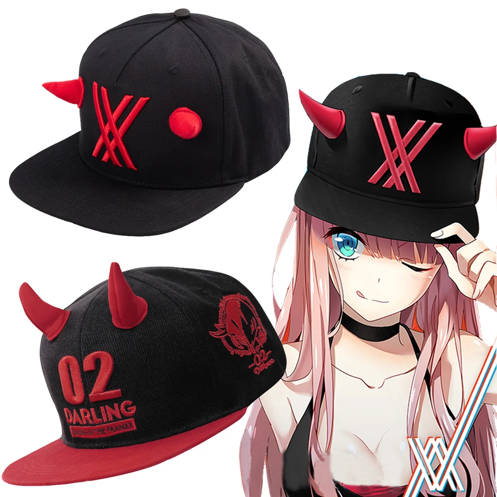 

Anime Darling in the Franxx zero two 02 Cosplay Hat Devil Horns Cap Adjustable Props Accessories