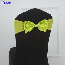 Зеленый Цвет стул створки атласная лента для стула, спандекс, лайкра, галстук-бабочка подходят ко всем стулья для свадьбы или торжественного случая отель вечерние украшения