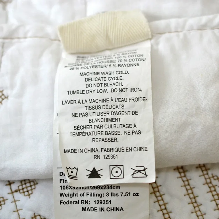 CHAUSUB французский мыть хлопок одеяло набор 3 шт. Роскошный белый покрывало вышитые покрывала подушки Shams Покрывало постельное бельё, Королевский размер