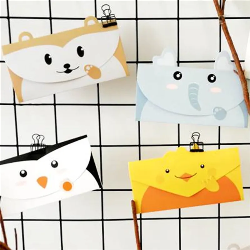 

2 pcs/lot Create Cute Animal Style Paper Kraft Envelope Korean Greeting Card Stationery Wholesale 03226
