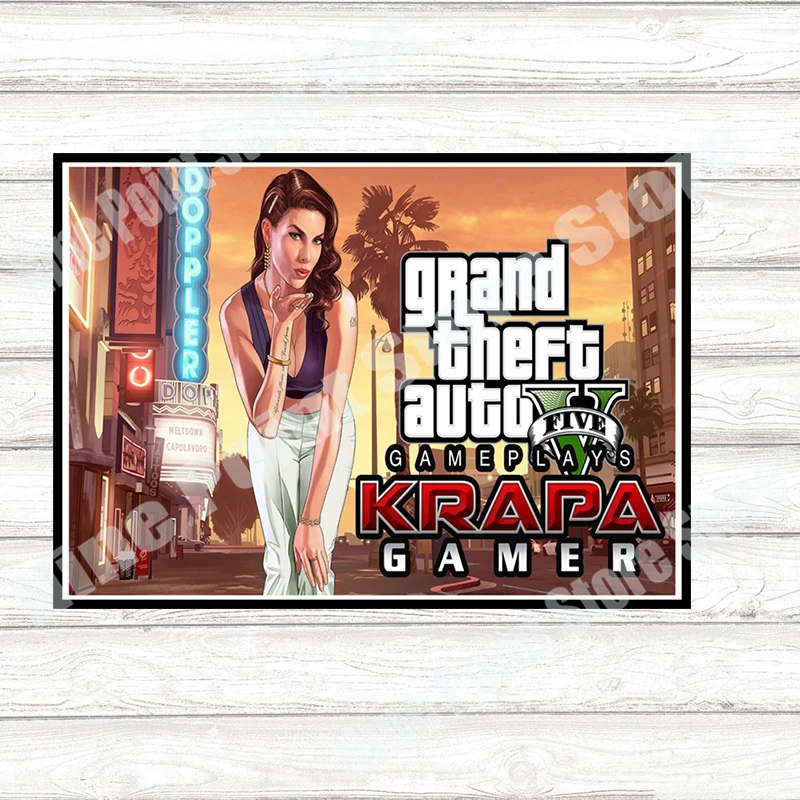 Арт Grand Theft Auto GTAV 5 игровой плакат Grand Theft Авто обои Сан-кристас настенные декоративные наклейки 42*30 см