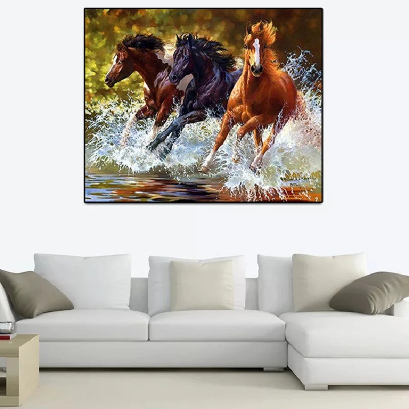 

Horses Picture Diamond Painting Diamond Embroidery Cross Stitch Animals Of Rhinestone With Kit Full Round Drill Wall Decor