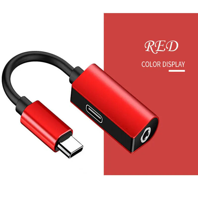 Тип C до 3,5 мм зарядки Порты и разъёмы 2 in1 AUX аудио разъём, кабель адаптер для iPad - Цвет: Красный
