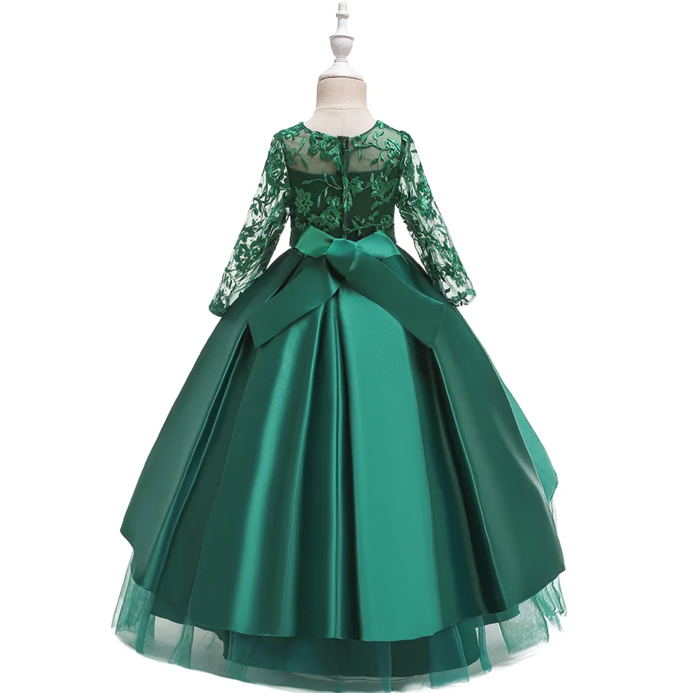 Милое Пышное Бальное Платье, Детские пышные платья для выпускного вечера, длинные зеленые детские платья принцессы на день рождения