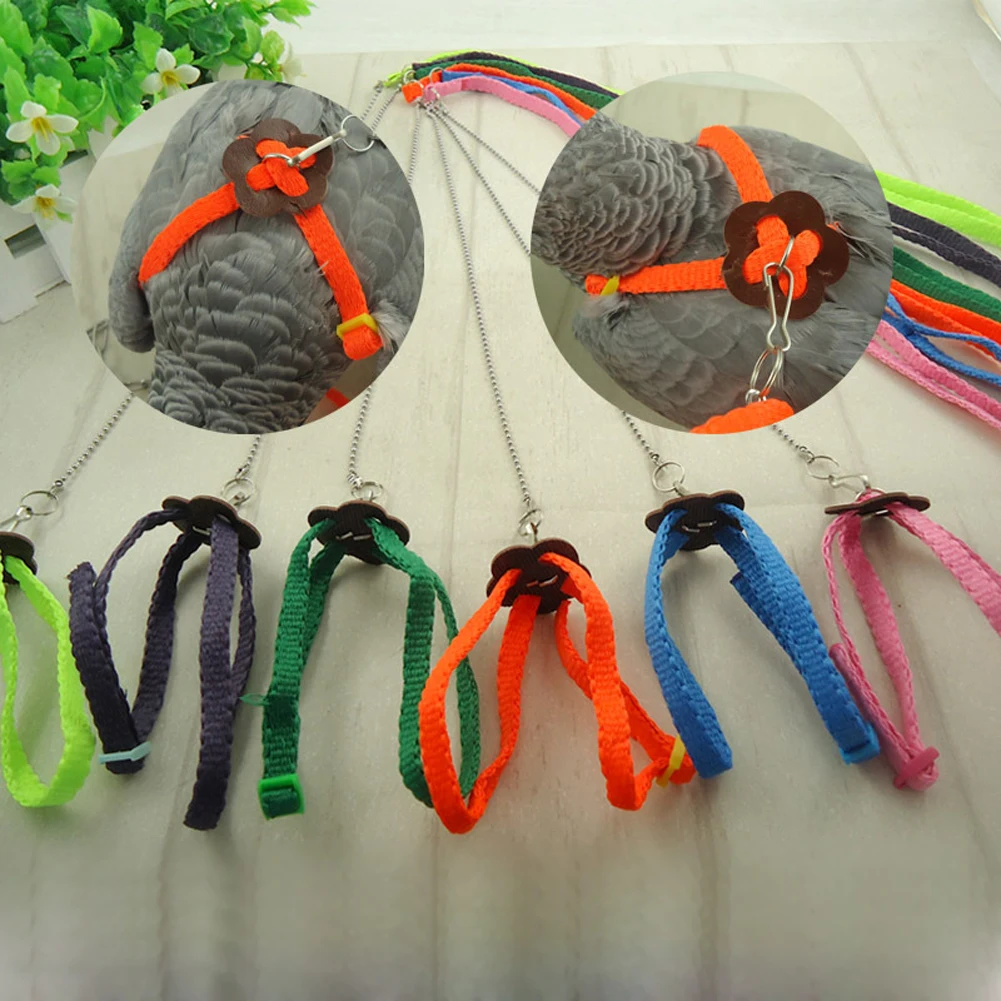 

Practical Random Multicolor Light Soft Leash Bird Parrot Adjustable Harness & Leash Anti-bite 120cm