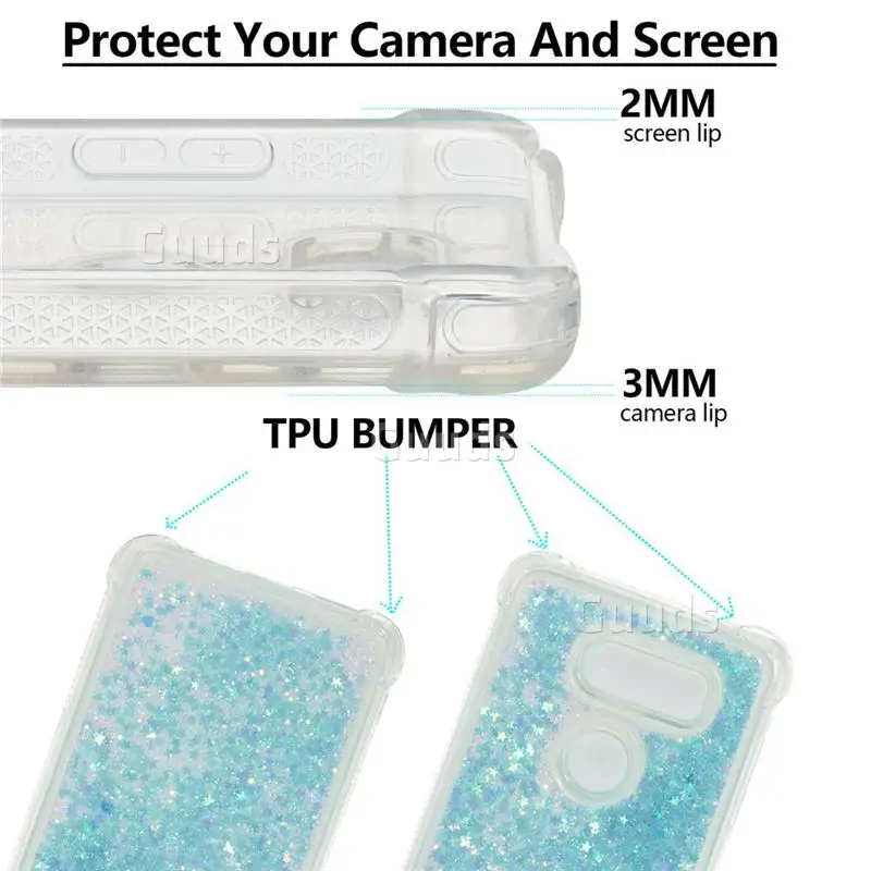 Dynamic Liquid Glitter Sand Quicksand TPU Case for LG V30 - Silver Blue Star