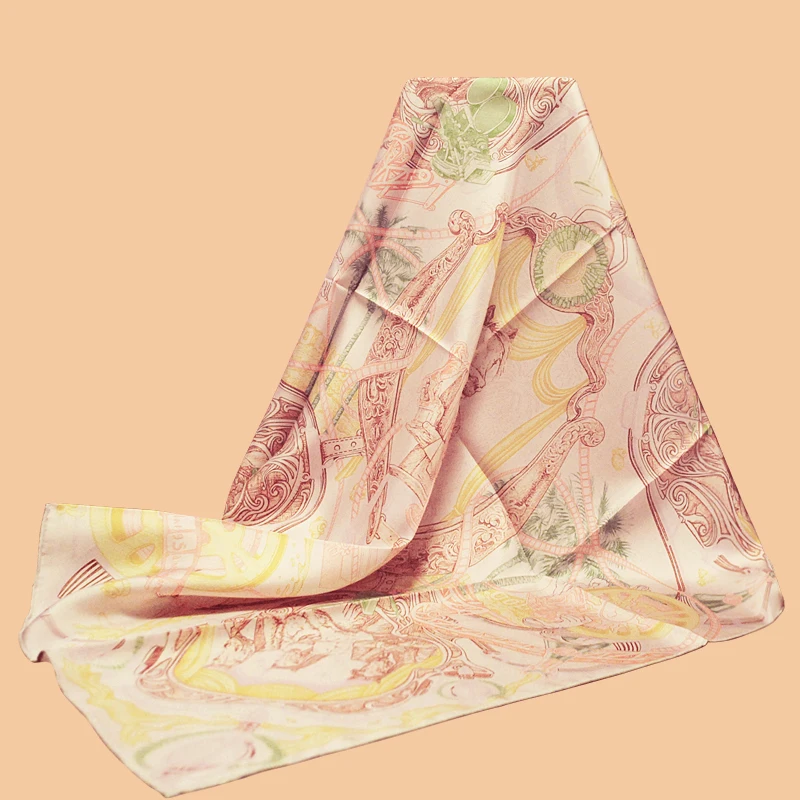 

HuaJun 2 Store|| Summer Light Color Foundation "The Horsawards" 90 silk square scarf Twill scarf headband Handmade curling