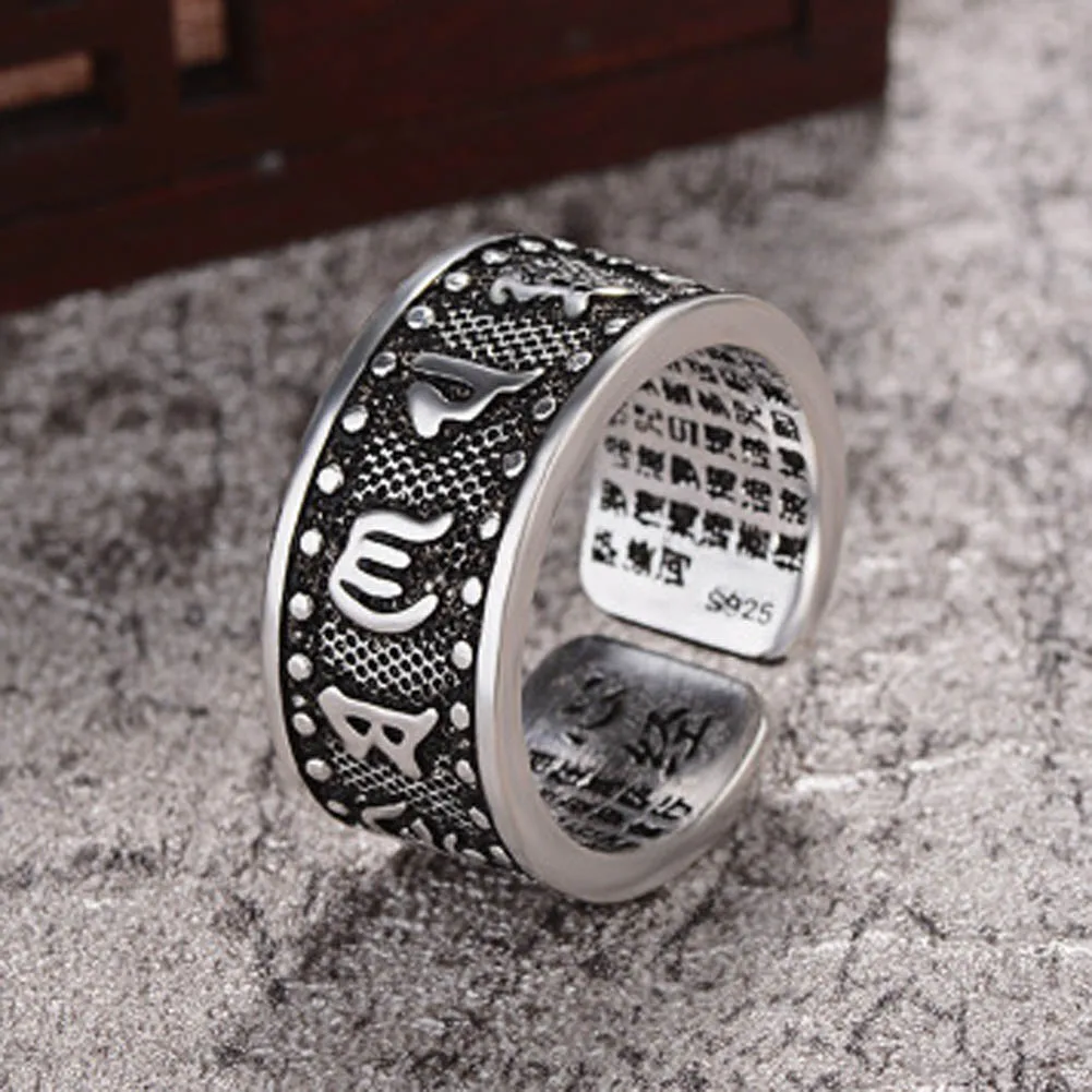 

Unique Excellent Personality Gift Special Simple Open Six Words Heart Proverbs Ring Magic Hot Novelty Cute