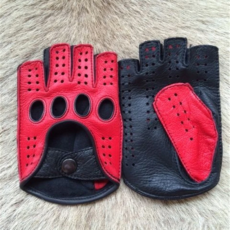 Half Finger Gloves Fingerless Gloves Leather Gloves Male Gloves 2025 New Half Finger Men Genuine Leather Gloves