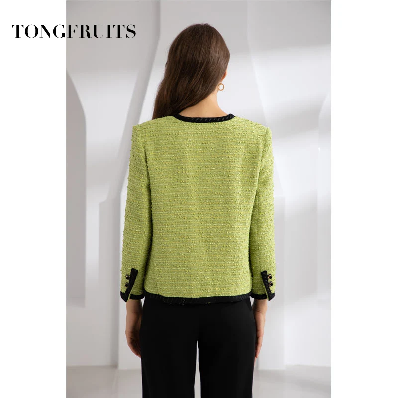 Women Autumn Elegant Retro Splice Solid Color V Neck Single Pocket Breasted Casual Suit Jacket Women Coat Female Green Outwear