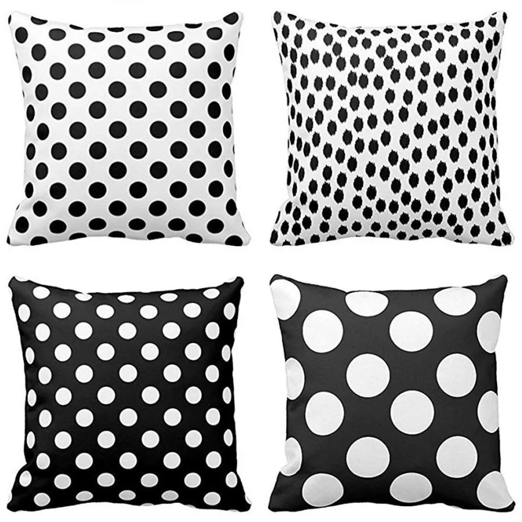 

Gacsidy Store dakimakura 4PC Super Soft Black White Dots And Scattered Large Pillo Pillowcase 18x18 Inch