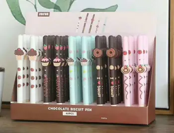 

40 pcs Gel Pens Cartoon Chocolate bar black colored kawaii gel-ink pens pens for writing Cute stationery office school supplies