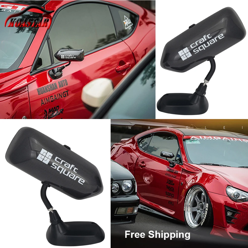 Universal F1 Style Carbon Fiber Blue Mirror Metal Bracket Side Mirror