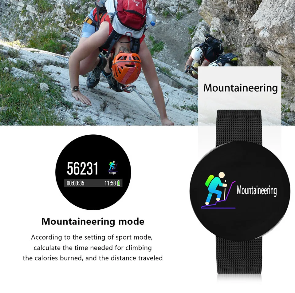 Smart Watch Women Men Heart Rate Blood Pressure Monitor Sport Activity Tracker Riding Swimming Mode Smartwatch IP67
