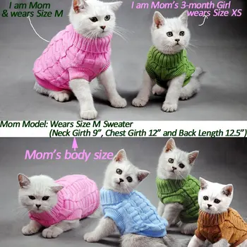 

Cable Knit Turtleneck Sweater for Small Dogs & Cats Knitwear Cold Weather Outfit