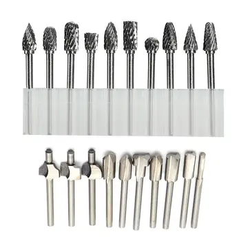 

10Pc HSS Router Carbide Engraving Bits & 10Pcs Router Bit 1/8"(3mm) Shank For Rotary Tools for DIY Woodworking, Carving, Engravi
