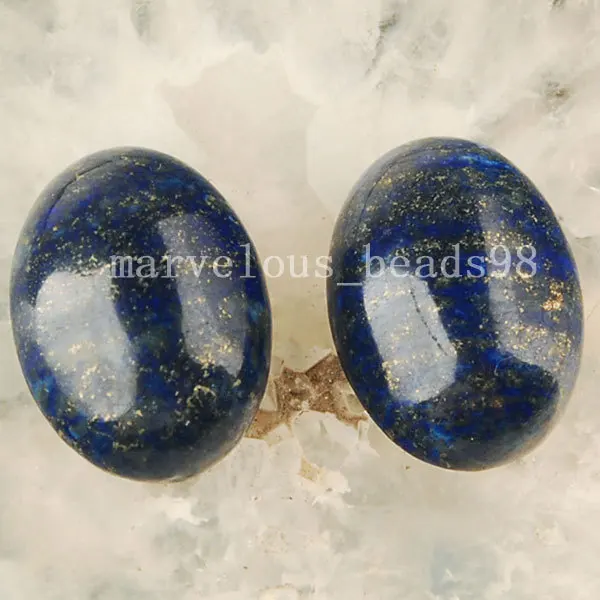 

Free Shipping Beautiful jewelry Natural Oval Lapis Lazuli Beads Cabachon CAB 2Pcs Lapisa