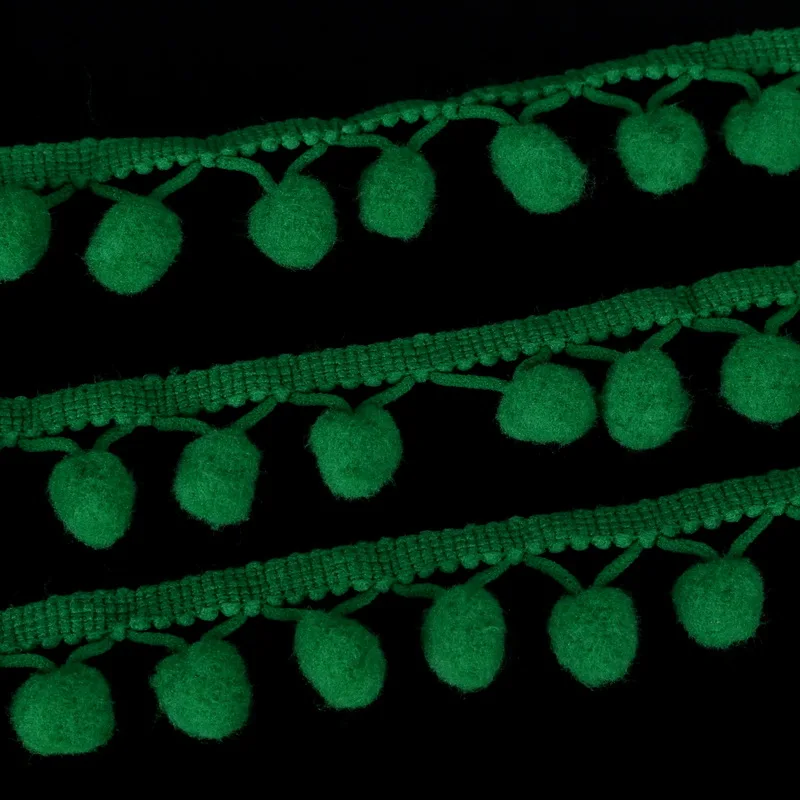 5 ярдов/мешок 20 мм пом кружевная отделка Лента с бахромой с шариками для DIY одежды вечерние домашний декор рукоделие украшения подарочная упаковка - Цвет: Green