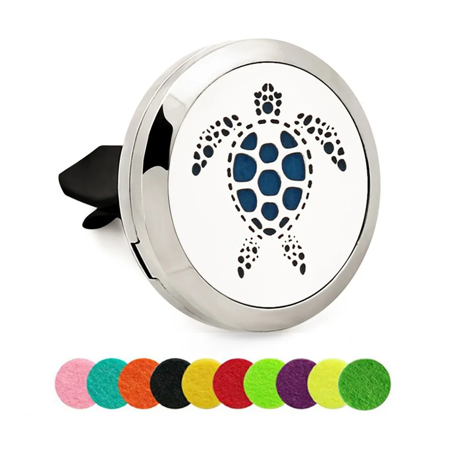 

Dragonfly tortoise dog & cat Essential Oil Car Diffuser Locket Vent Clip 316L Stainless Steel Perfume locket Magnetic+ 10 Pads
