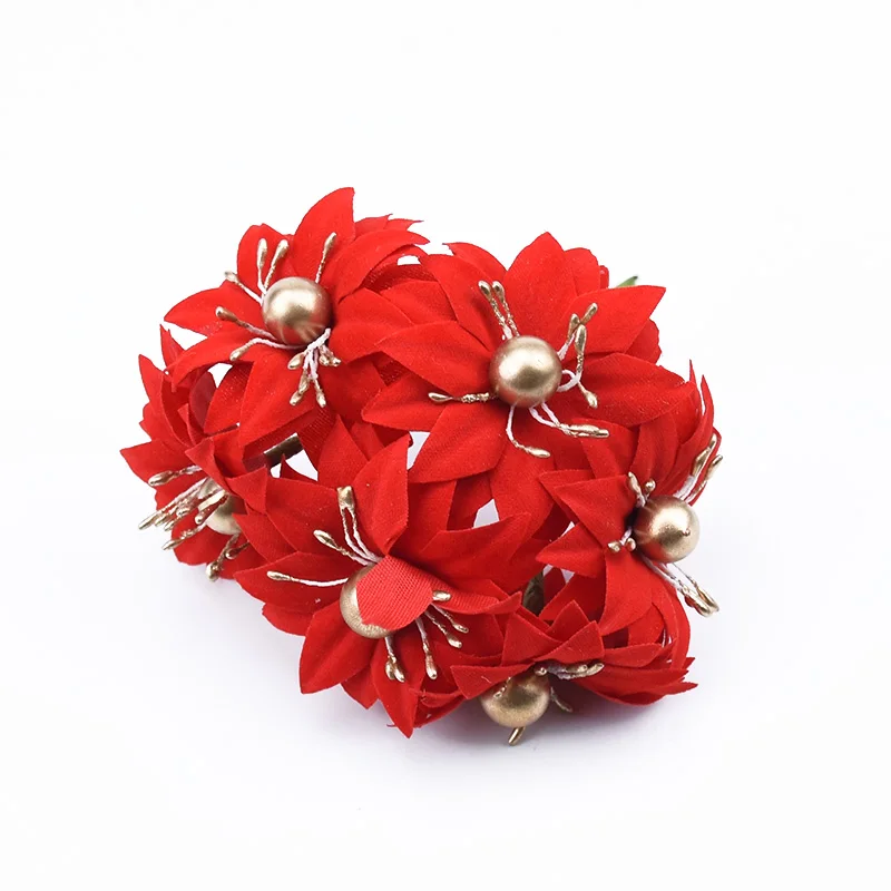 6pcs Decorative flowers wreaths christmas home decoration accessories scrapbook DIY Bridal wrist flower gifts artificial flowers - Цвет: 1