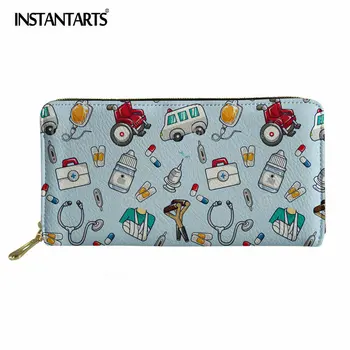 

INSTANTARTS Nurse Women Long Clutch Wallet Large Capacity Wallets Female Purse Lady Purses Phone Pocket Card Holder Carteras