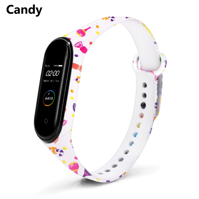 Candy BOORUI для xiaomi mi Band 4 ремешок силиконовый с цветочным принтом mi band NFC 4 ремешок mi band 4 аксессуары для xiaomi mi band 4 band - Цвет: Candy