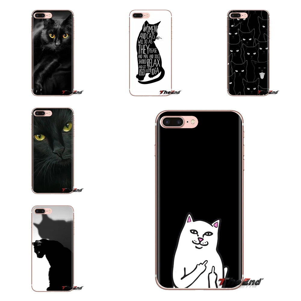 Transparent Soft Case Covers Black Cat Staring Eyes Animals For Xiaomi Redmi 4A S2 Note 3 3S 4 4X 5 Plus 6 7 6A Pro Pocophone F1 |