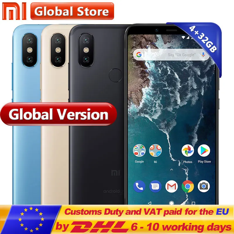 Глобальная версия Xiaomi mi A2 4 Гб оперативной памяти 32 встроенной смартфон AI двойной