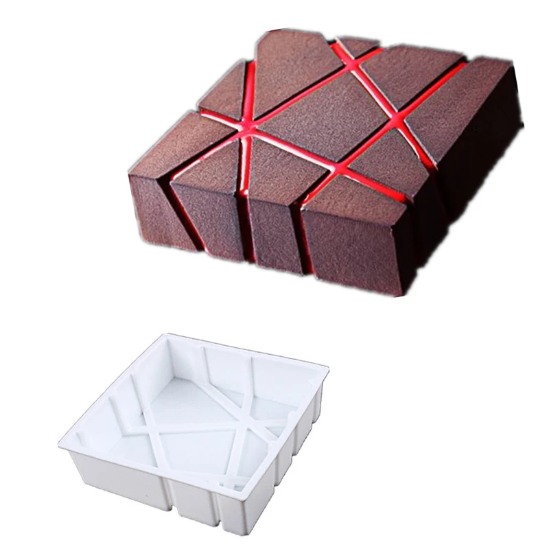 

3pcs DIY Silicone Cake Mold Irregularity Geometry 3D Pan Clouds Diamond Heart Square Chocolate Mould Mousse Baking Tools