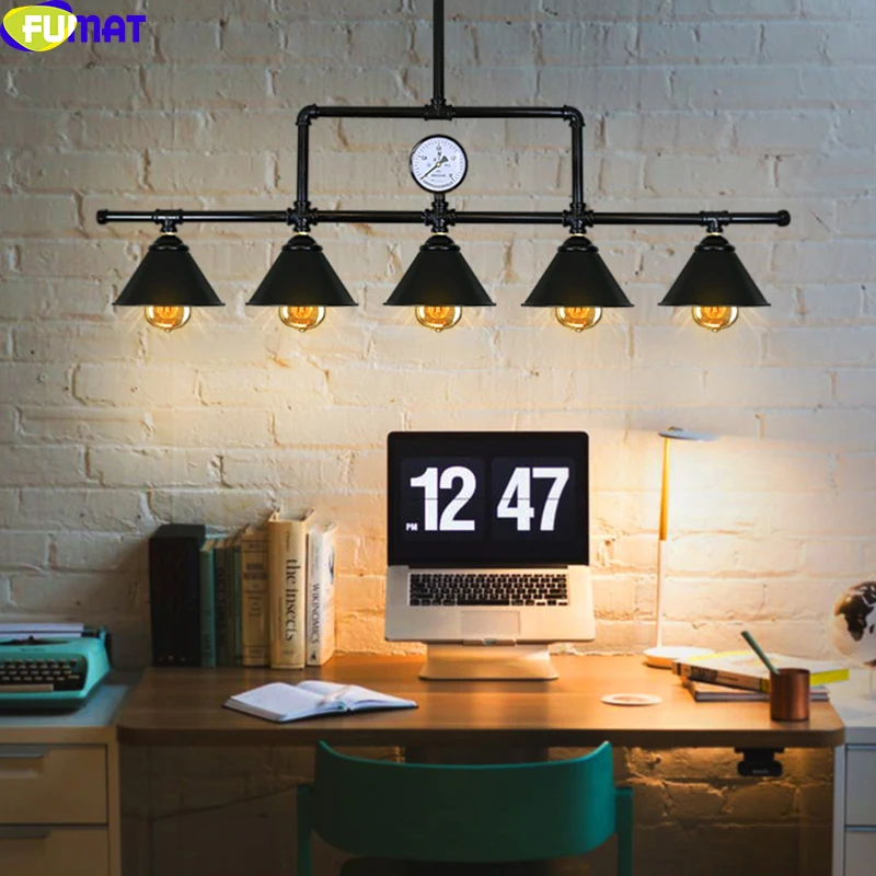 

FUMAT Water Pipe Chandeliers Industry Style And Iron Chandeliers Creative Edison Lamps Loft Dinning Room Cafe Light Bedroom
