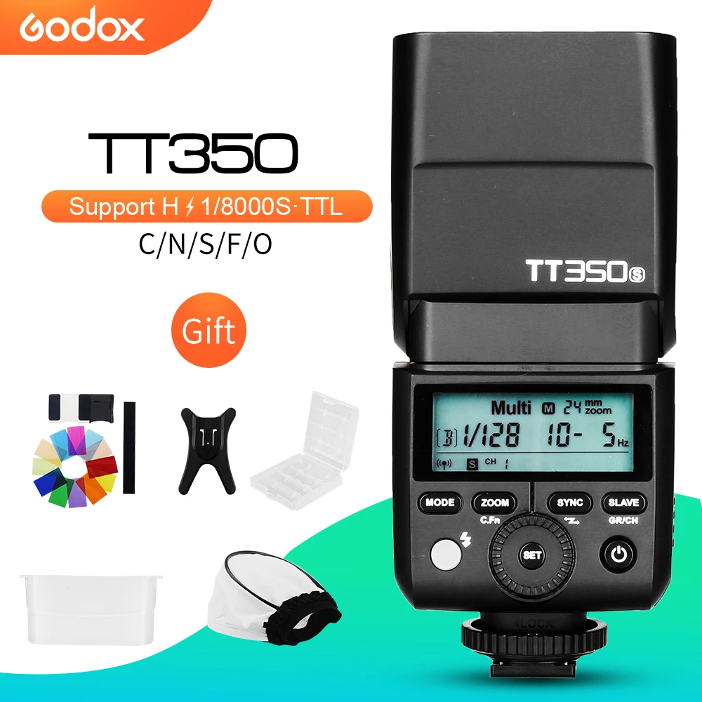Godox Mini Speedlite TT350C TT350N TT350S TT350F TT350O TT350P Cámara Flash TTL HSS para Canon Nikon Sony Fuji Olympus Pentax