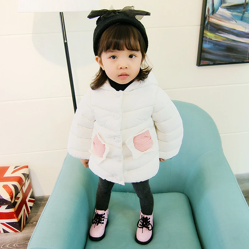Baby girl Coat In Winter Leisure style Hat the tail flower  Sunflower knit pocket cotton-padded jacket for Kids Children (19)