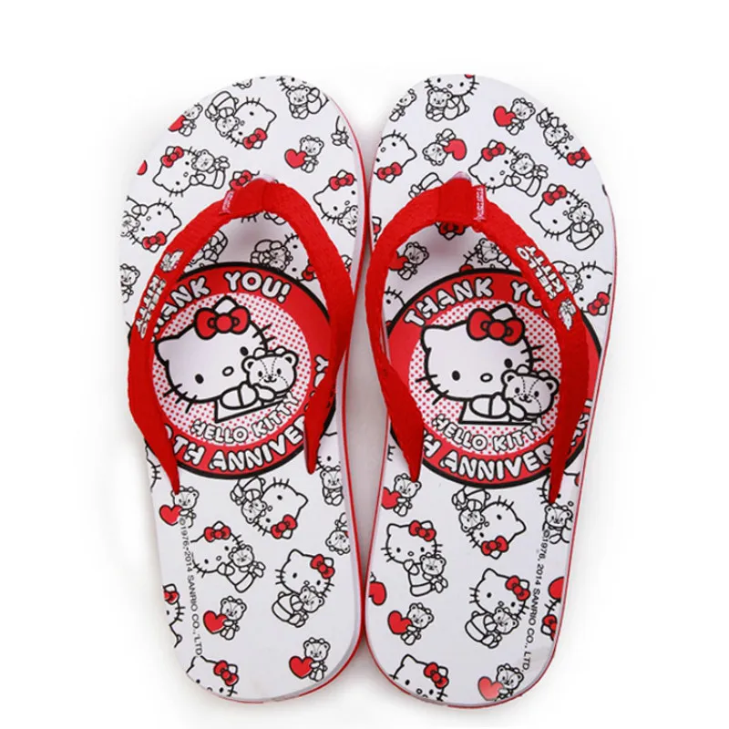 Hello Kitty Women Flip Flops Beach Lady Shoes Leisure Lovely Home Slippers Middle School
