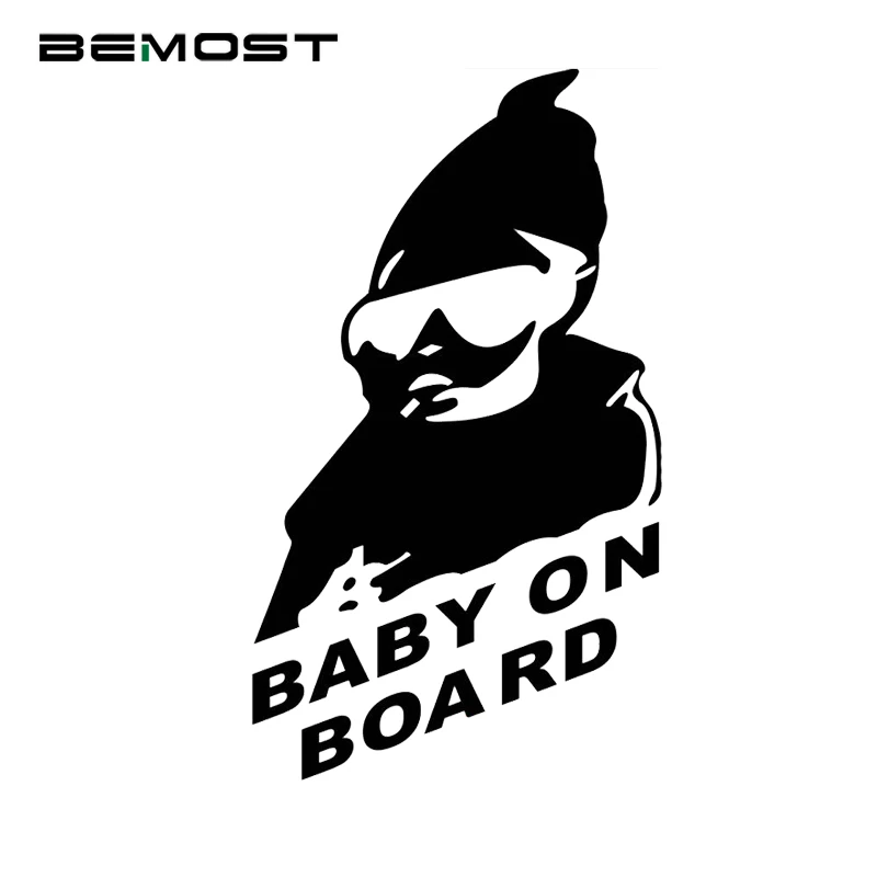 

BEMOST Funny BABY ON BOARD Cool Rear Reflective Sunglasses Child Car Stickers Warning Decals Car-Styling Black/White 9*14CM
