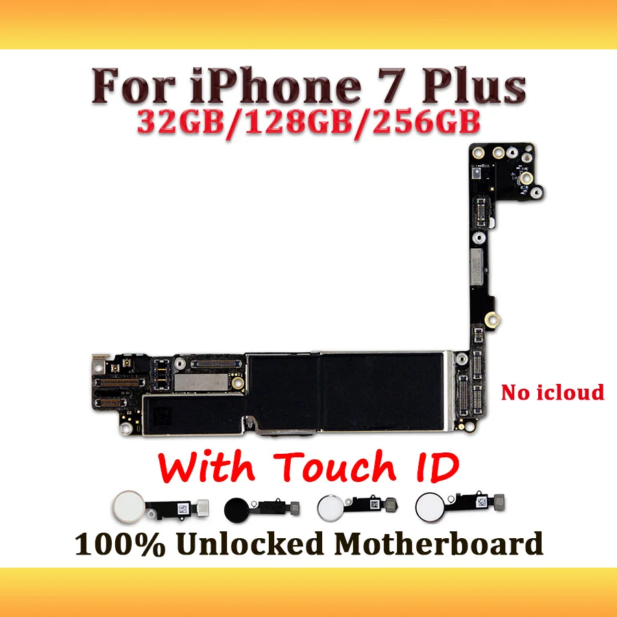 

Free iCloud 100% Unlocked Motherboard For iPhone 7 Plus Original For iPhone 7 Plus Logic Board With Touch ID IOS System