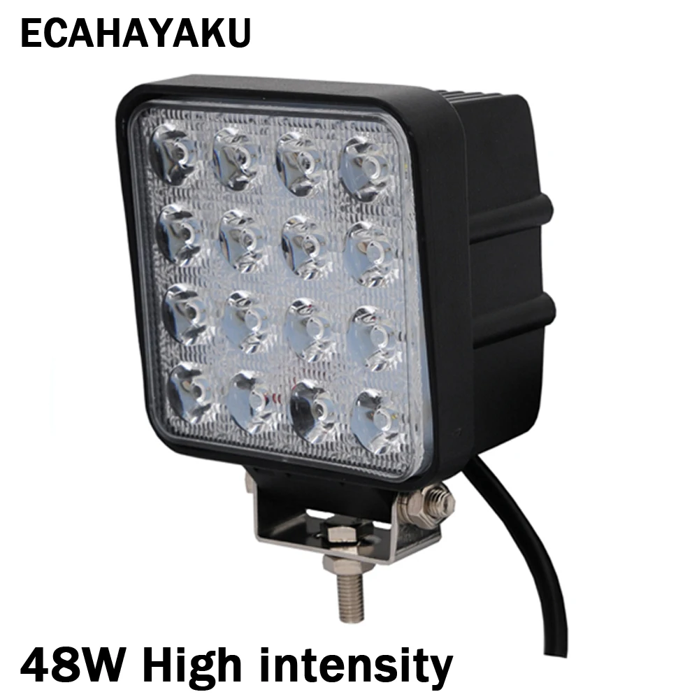 

ECAHAYAKU 1x 48W 4 inch 6000K Spot Flood LED Work Light Bar For offroad 4x4 ATV Truck Tractor SUV Vehicle 12v fog driving Lights