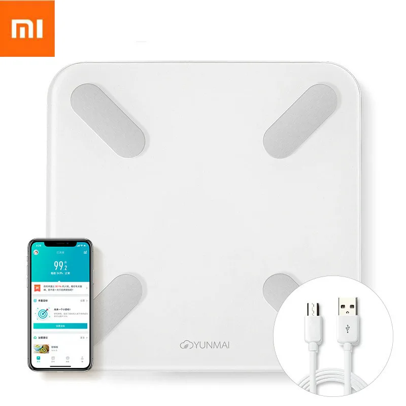 

Original Xiaomi YUNMAI Mini 2 Balance Smart Body Fat Weight Scales English APP Control Hidden LED Display Can Be Charge